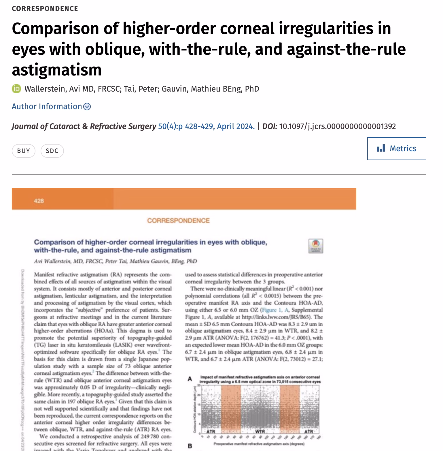 COMPARISON OF HIGHER-ORDER CORNEAL IRREGULARITIES IN EYES WITH OBLIQUE, WITH-THE-RULE, AND AGAINST-THE-RULE ASTIGMATISM